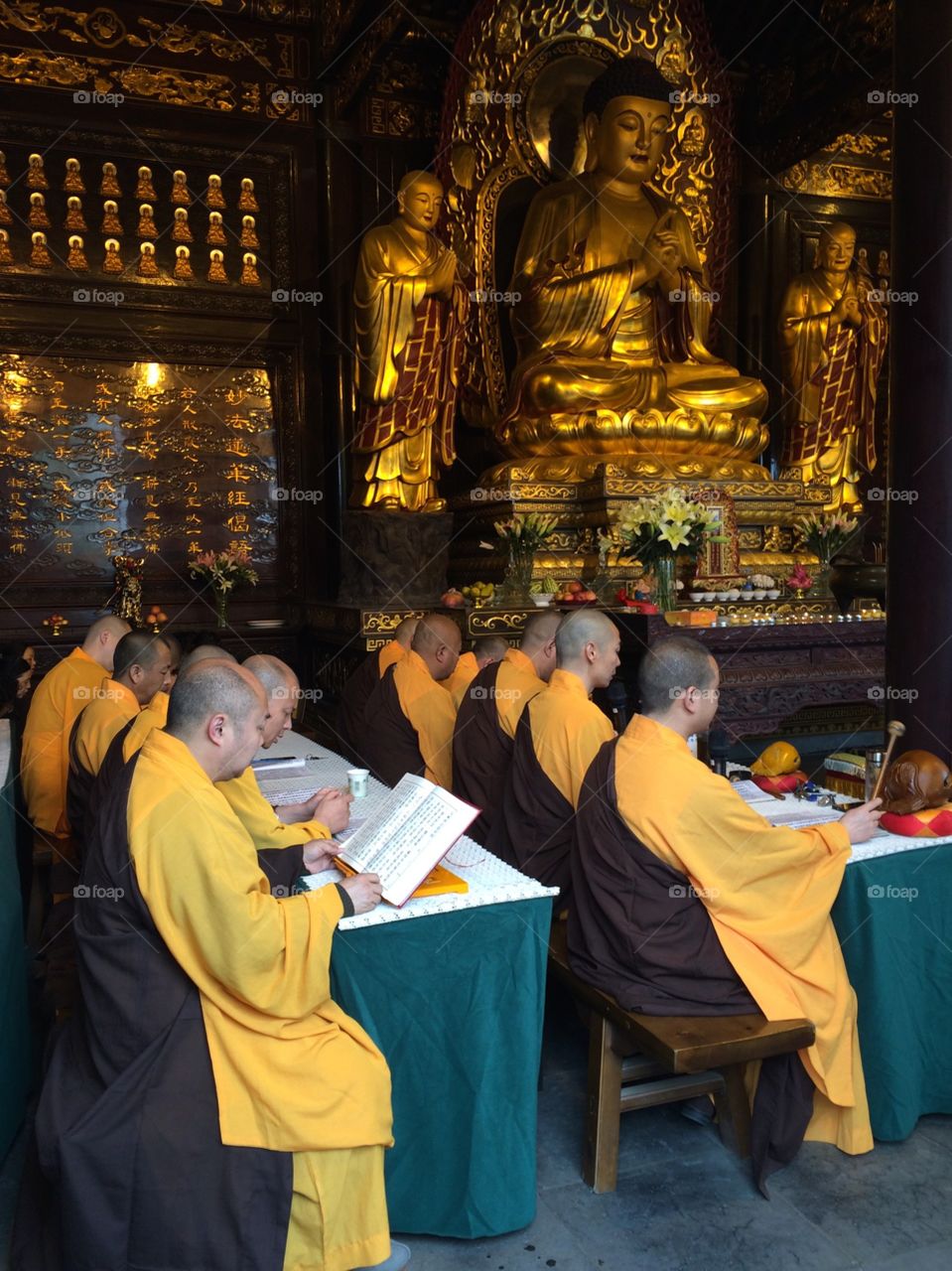 Buddhist monks chanting 