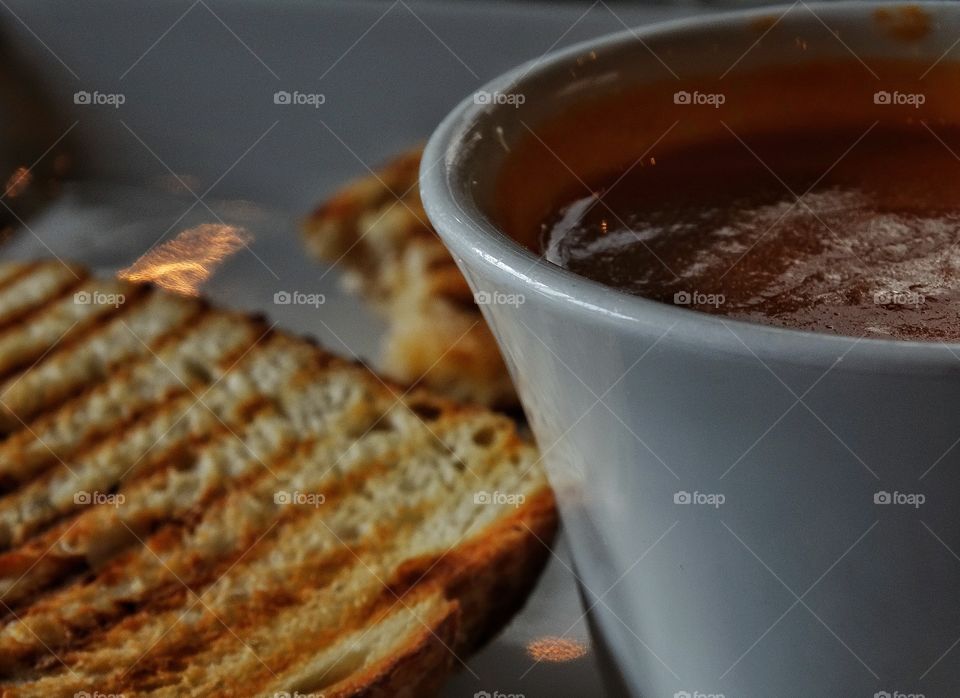 Comfort Food. Grilled Cheese Sandwich With Tomato Soup

