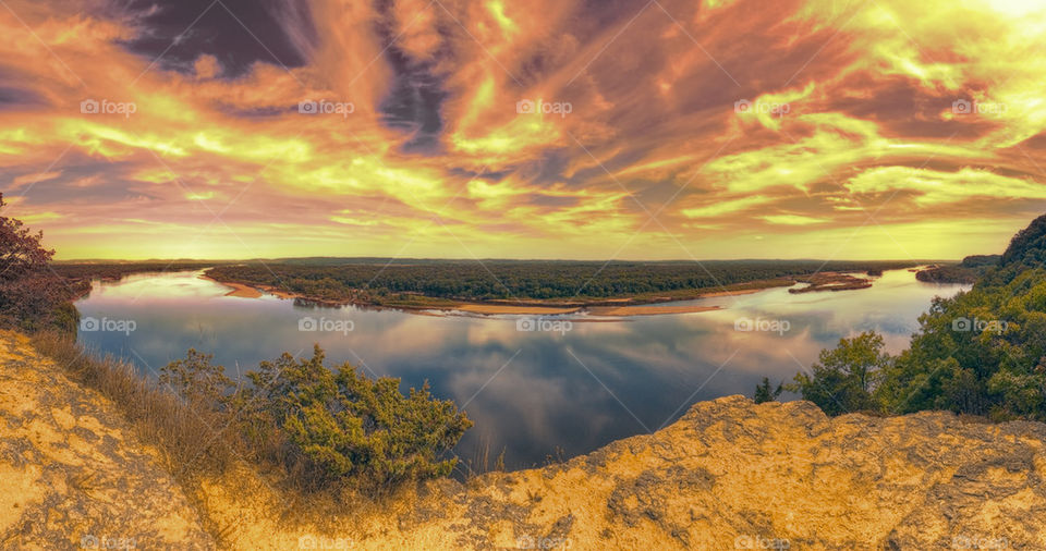 Surreal Twilight Overlooking River Valley