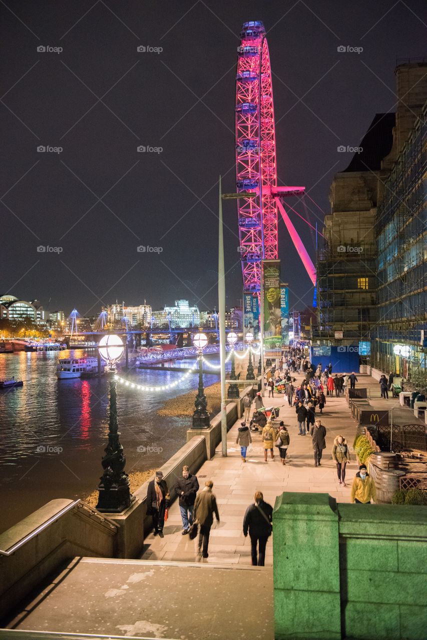 London Eye from Westminister Bridge in London.