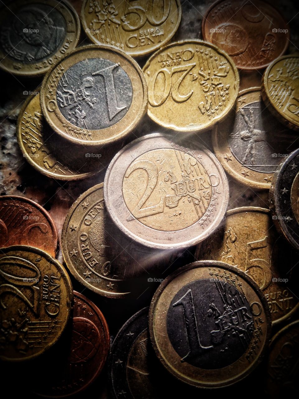 dirty coins, light and euros