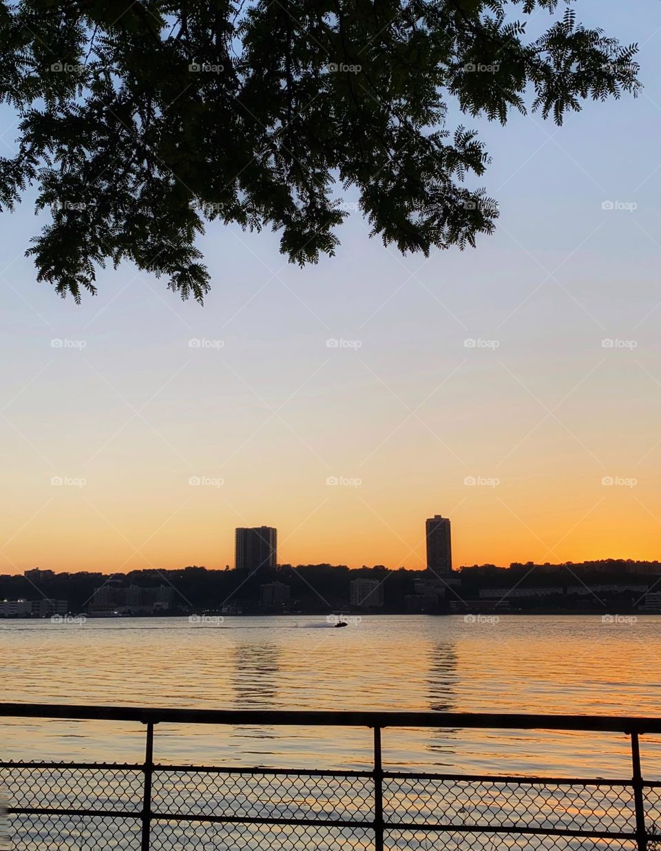 Sunset at riverside park