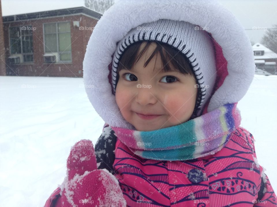 Portrait of cute girl during winter