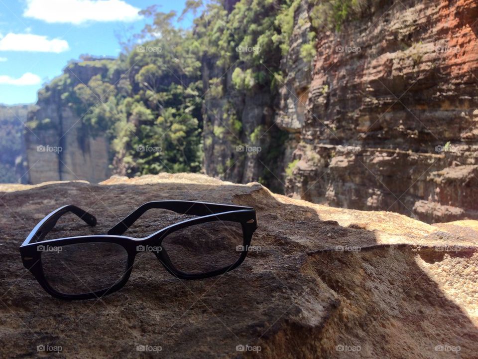 Eyeglass on mountains