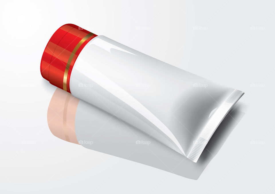 Blank white cream / lotion tube with reflection illustration