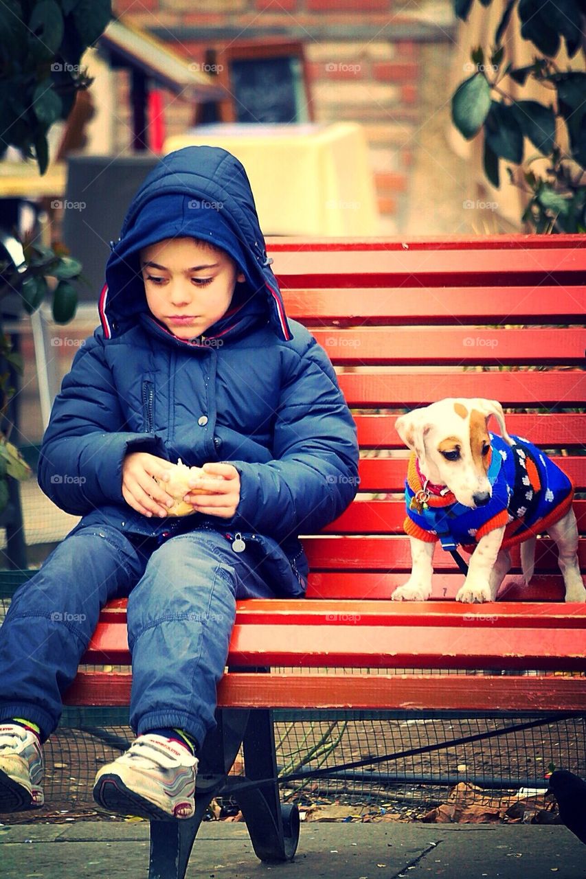 Child and dog