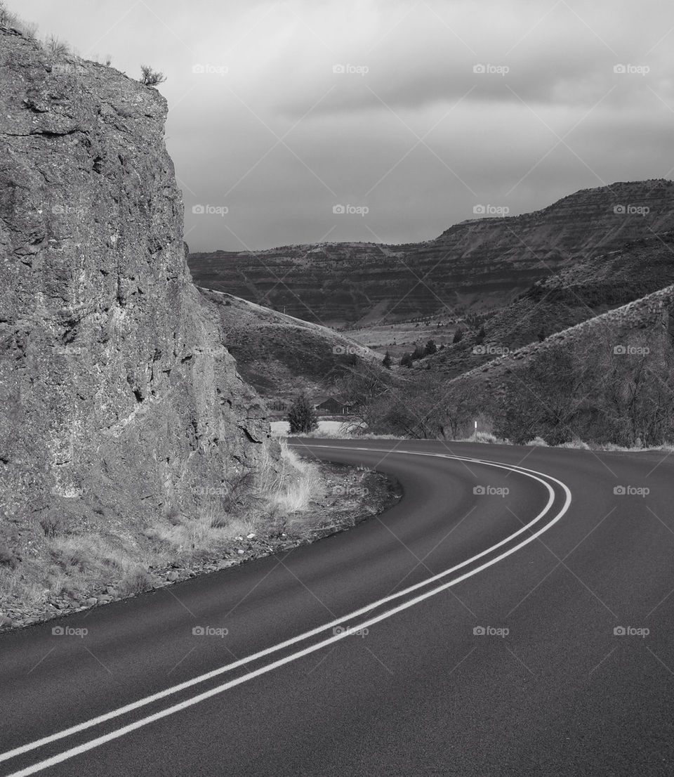 landscape white black road by hddatmyers