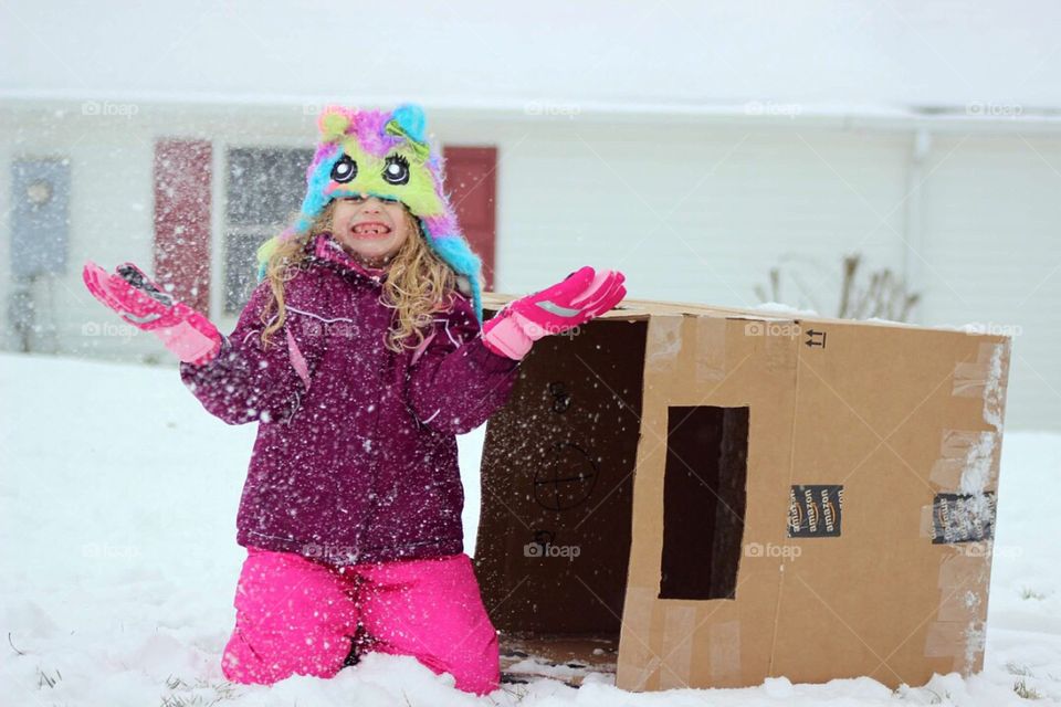 Girl enjoying in winter