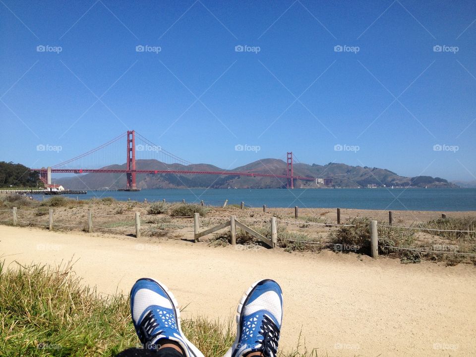 SF, San Francisco, Golden Gate, Afternoon Run, Running, Relaxing, Bay Area, California, Ocean View, Coastal View, walk way, Path to Golden Gate, Hiking, Trail, Moment for Beauty, Summer Breeze, Clear Sky without Bay Area Fog, Pacific Ocean 