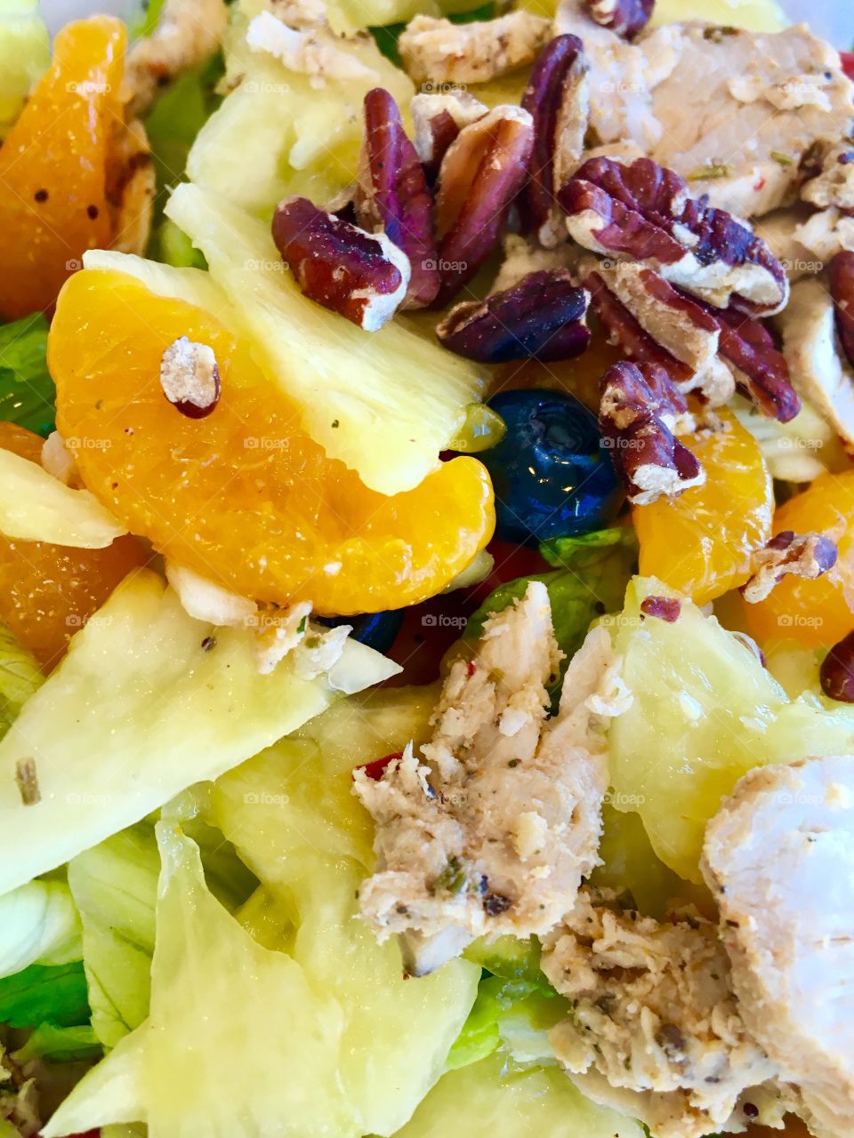Overhead view of healthy summer salads