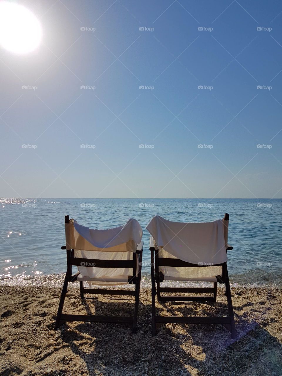 Beach, Sun, No Person, Sea, Chair