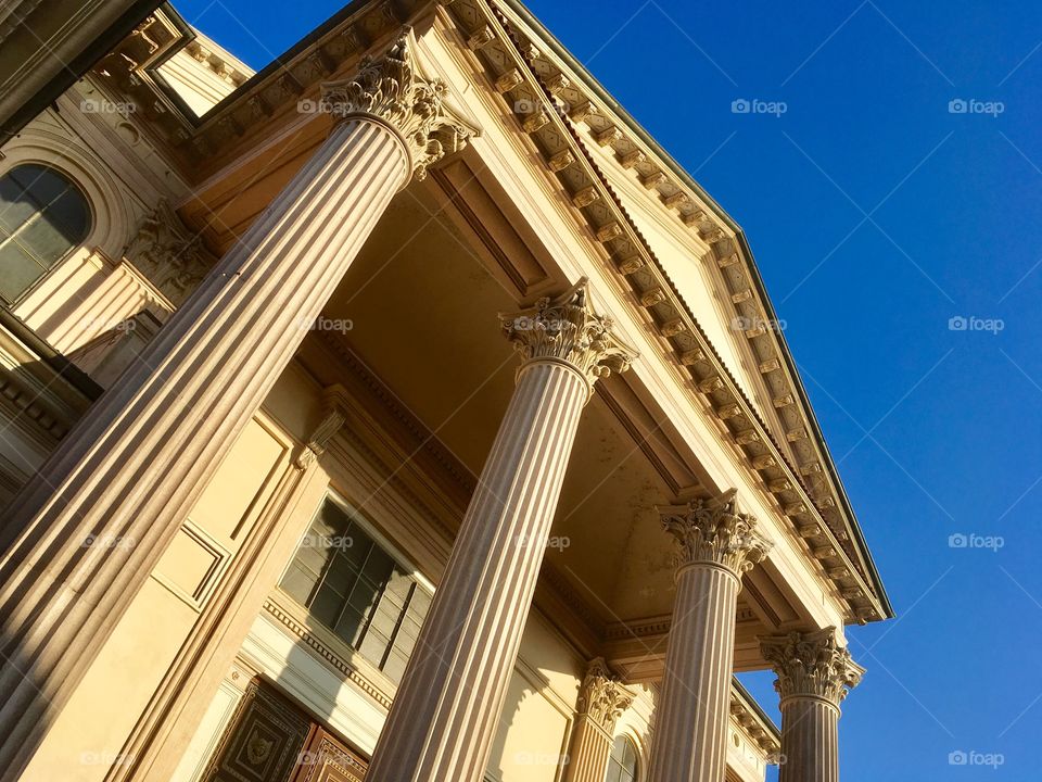 The extraordinary façade of the Cathedral of Novara, in the neoclassical style of the architect Alessandro Antonelli dedicated to Maria Assunta
