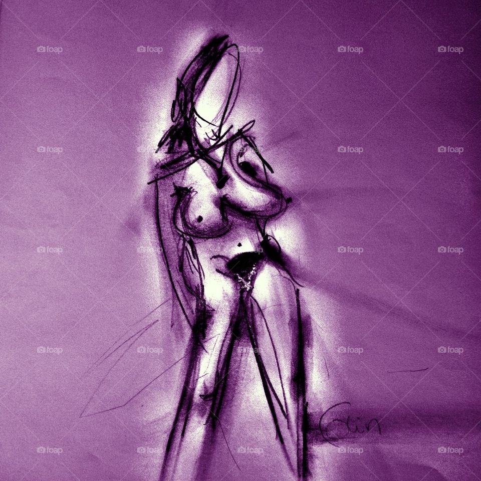Purple lady drawing