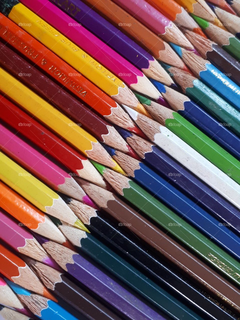 Close up pattern colour pencils texture and background