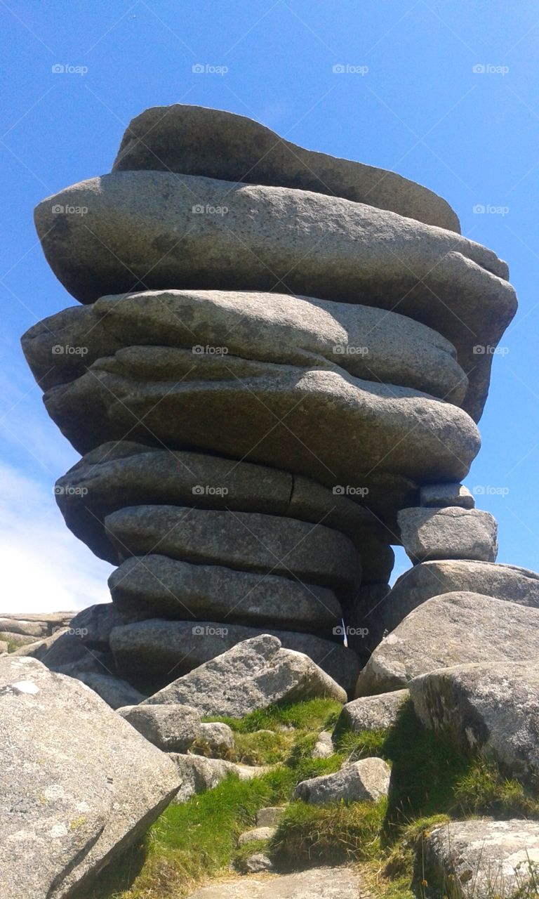 The Cheesewring, natural stone formation, Bodmin Moor, Cornwall, Uk