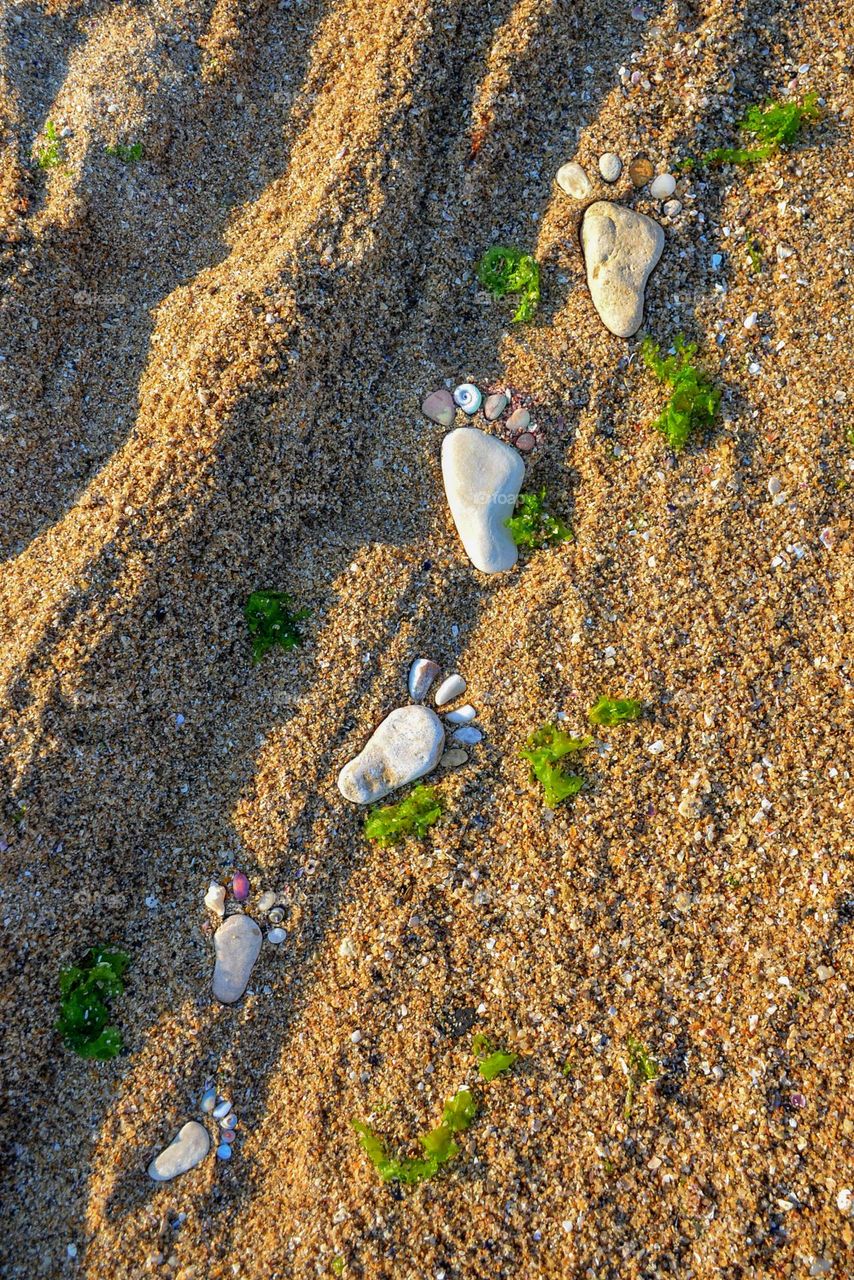 Funny steps on the beach