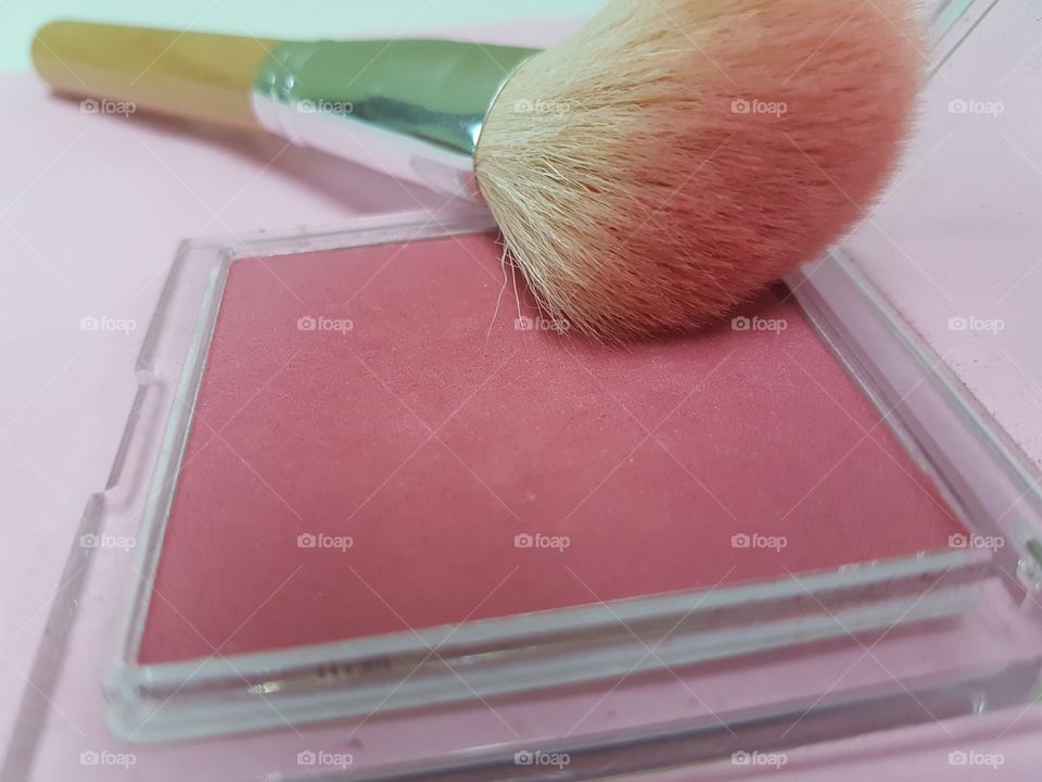 Pink blush on makeup