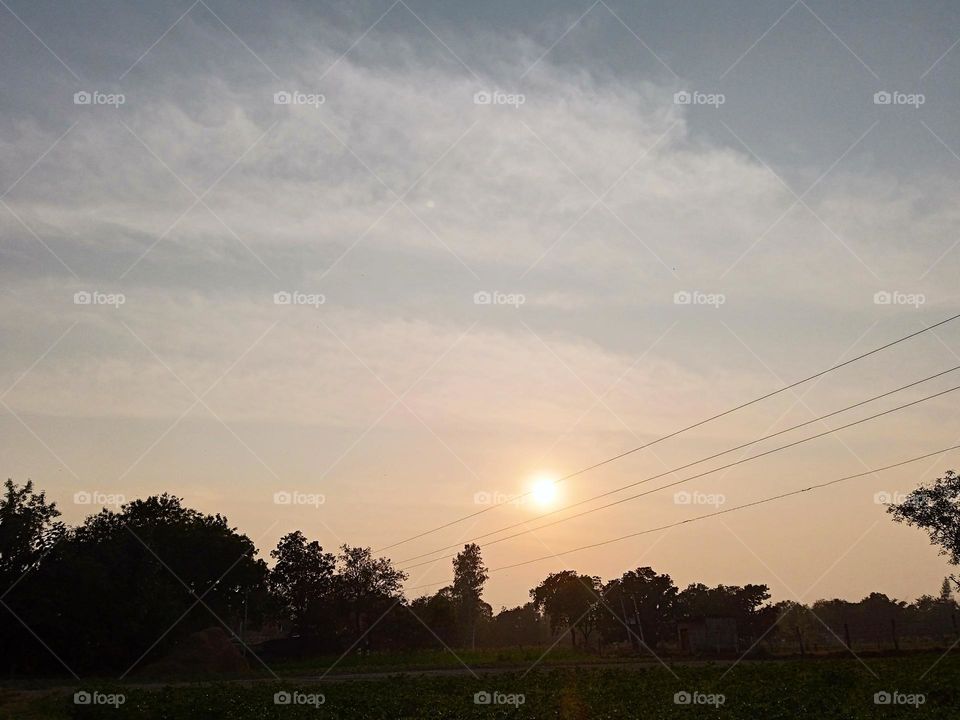 sunset time cloudy sunset evening time