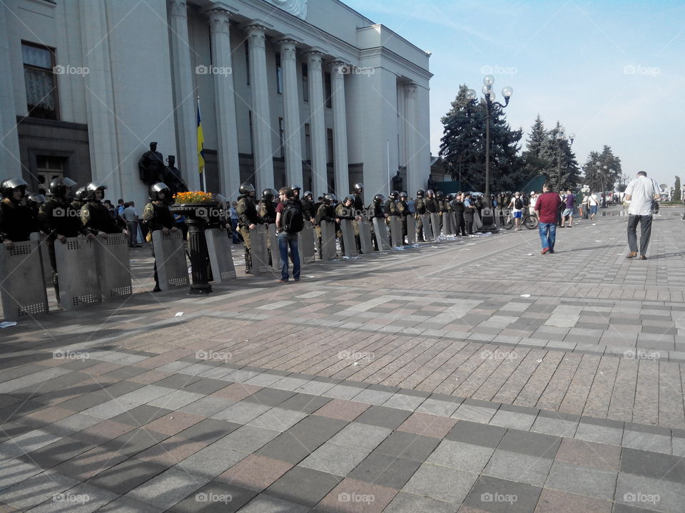 riot in kiev Ukraine street. rada in kiev Ukraine