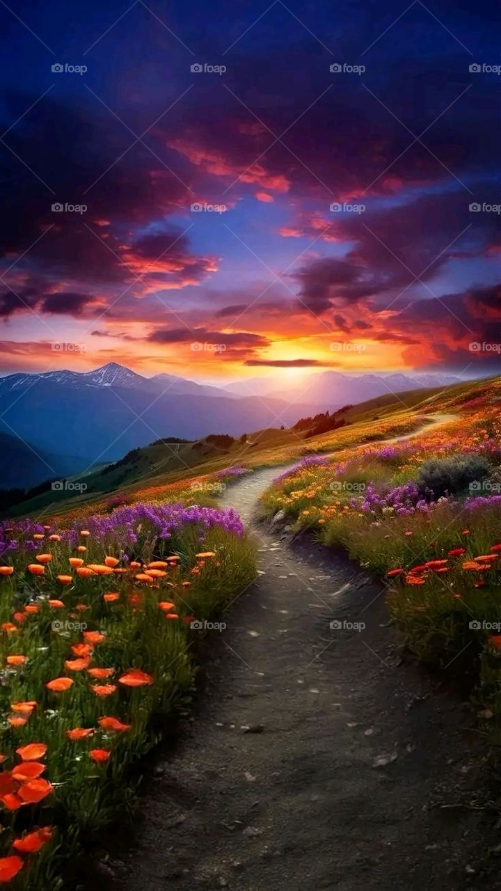 A very beautiful picture, and there is no better picture than it. There is no better picture of green herbs and colorful, red and white roses than it. Glory be to God, the natural and picturesque view, and there is no more