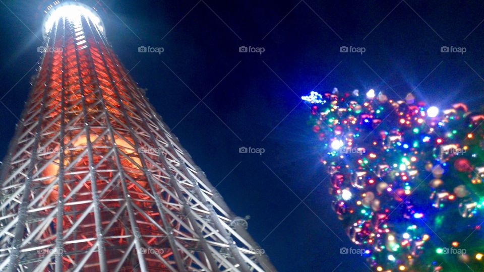 Skytree and Christmas tree