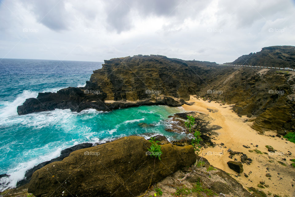 Beautiful Beach Cliffs on the south east Shore  of Oahu