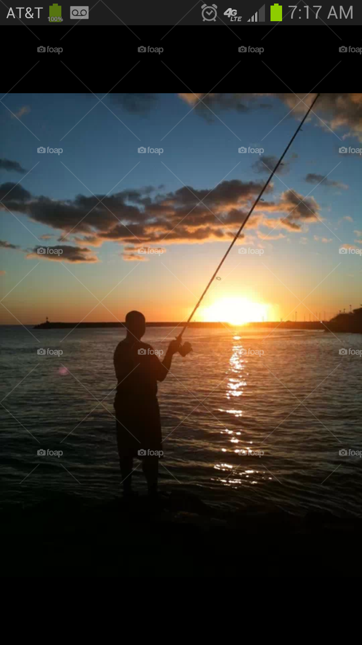 fishing Hawaiian sunset