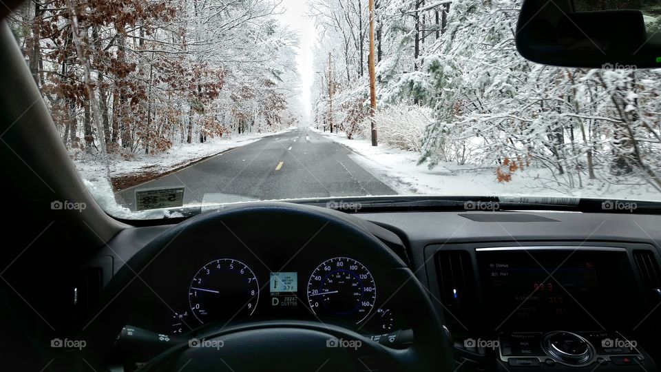 snowy drive