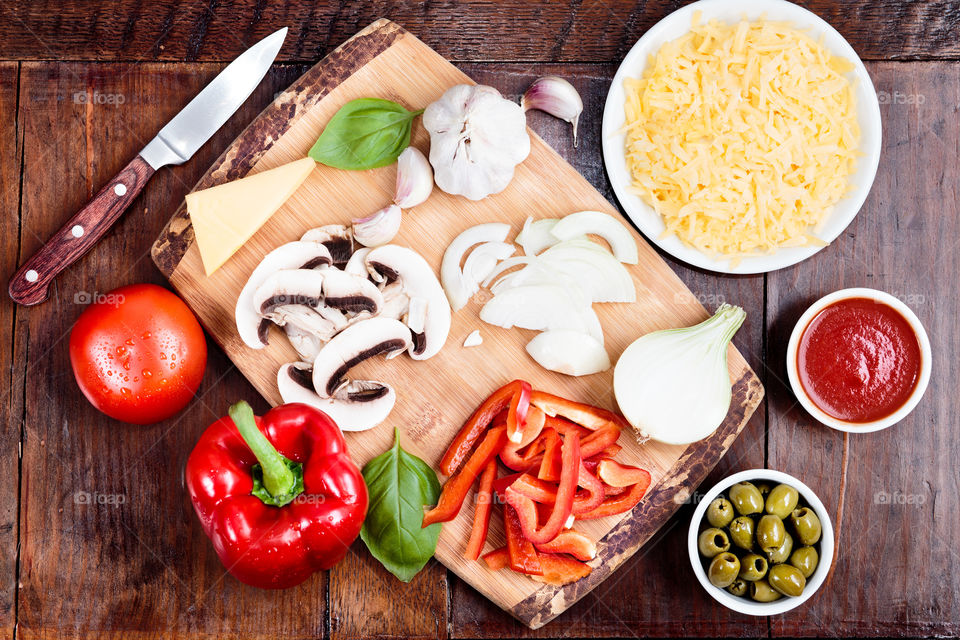 Ingredients for making pizza
