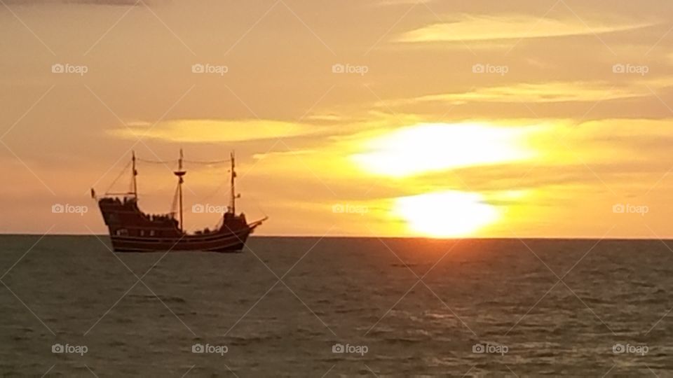 Ship and the sunset