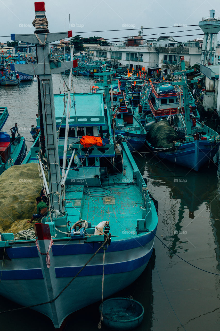 fishing ship moored in vietnam port