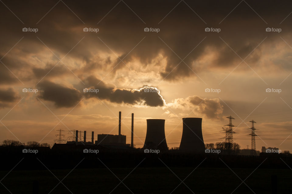 Silhouette of a factory