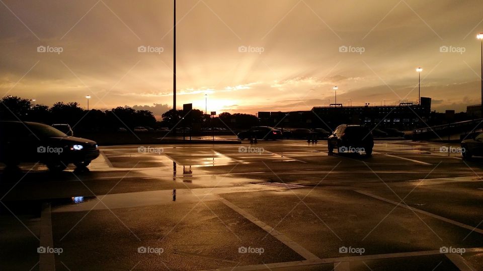 Parking Sunset . Beautiful sunset at a parking lot