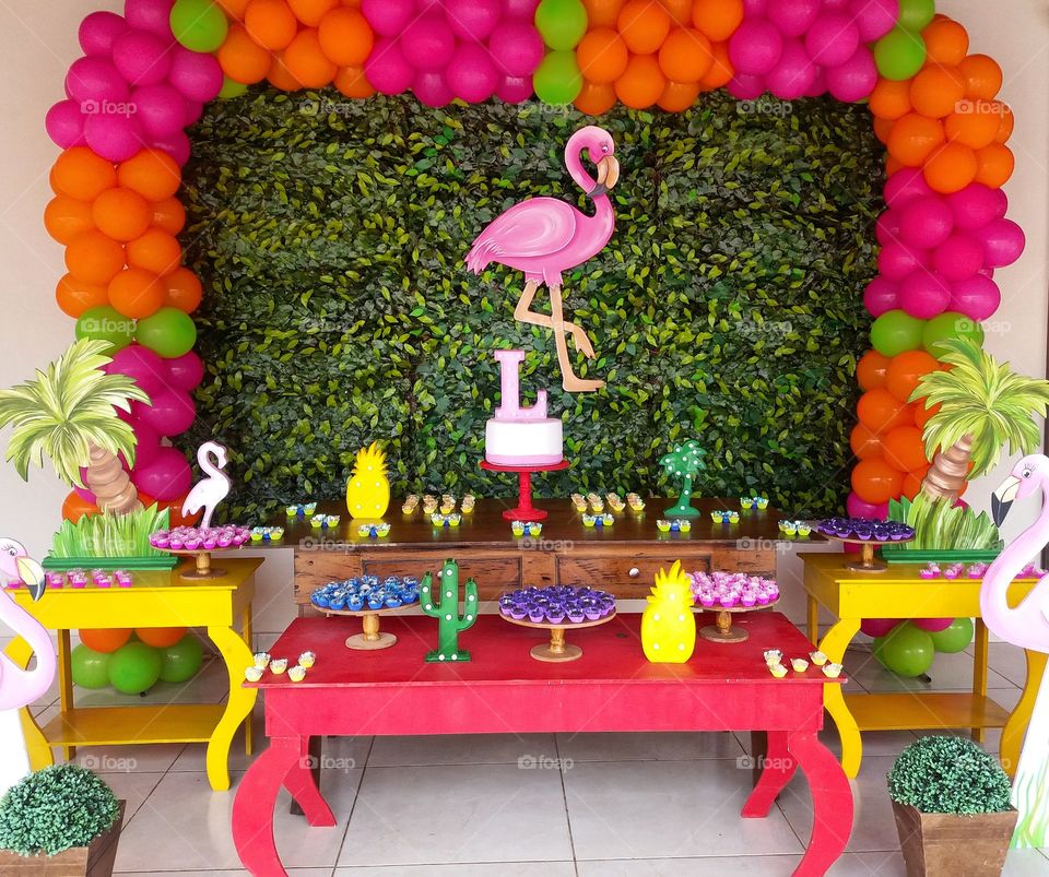 decoração flamingo