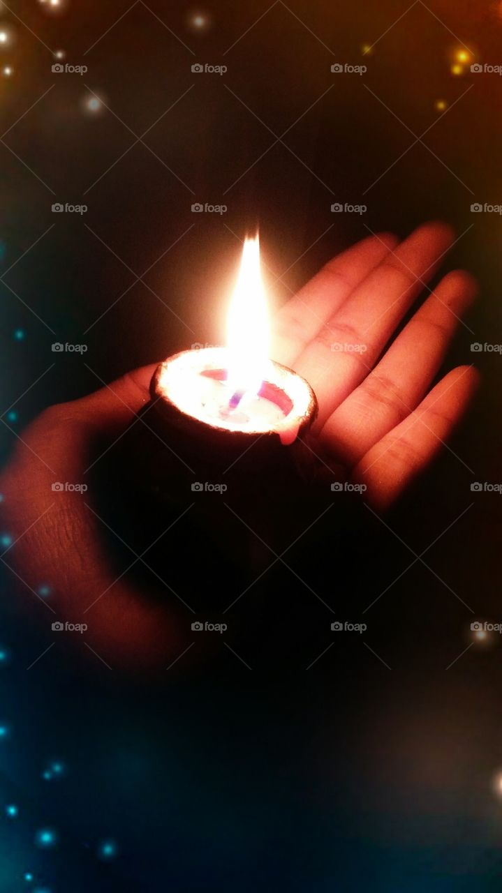 Diwali festival celebration in India with beautiful diya or lamp