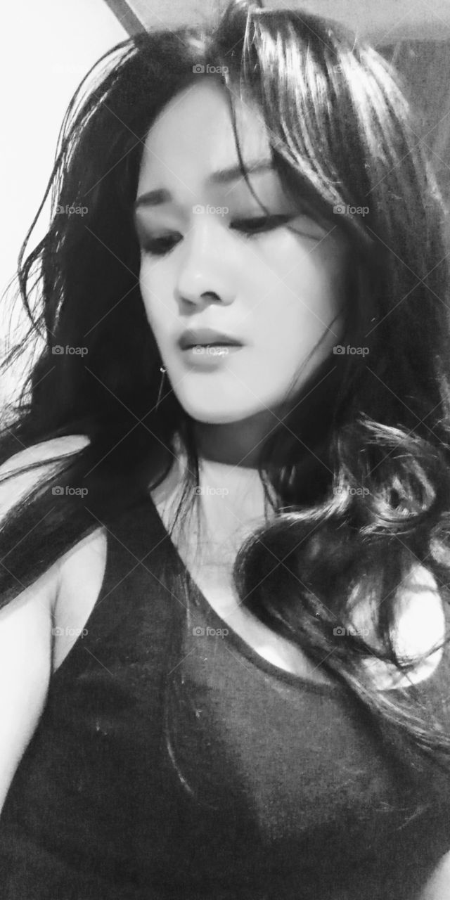 The woman face that's full of sorrow.