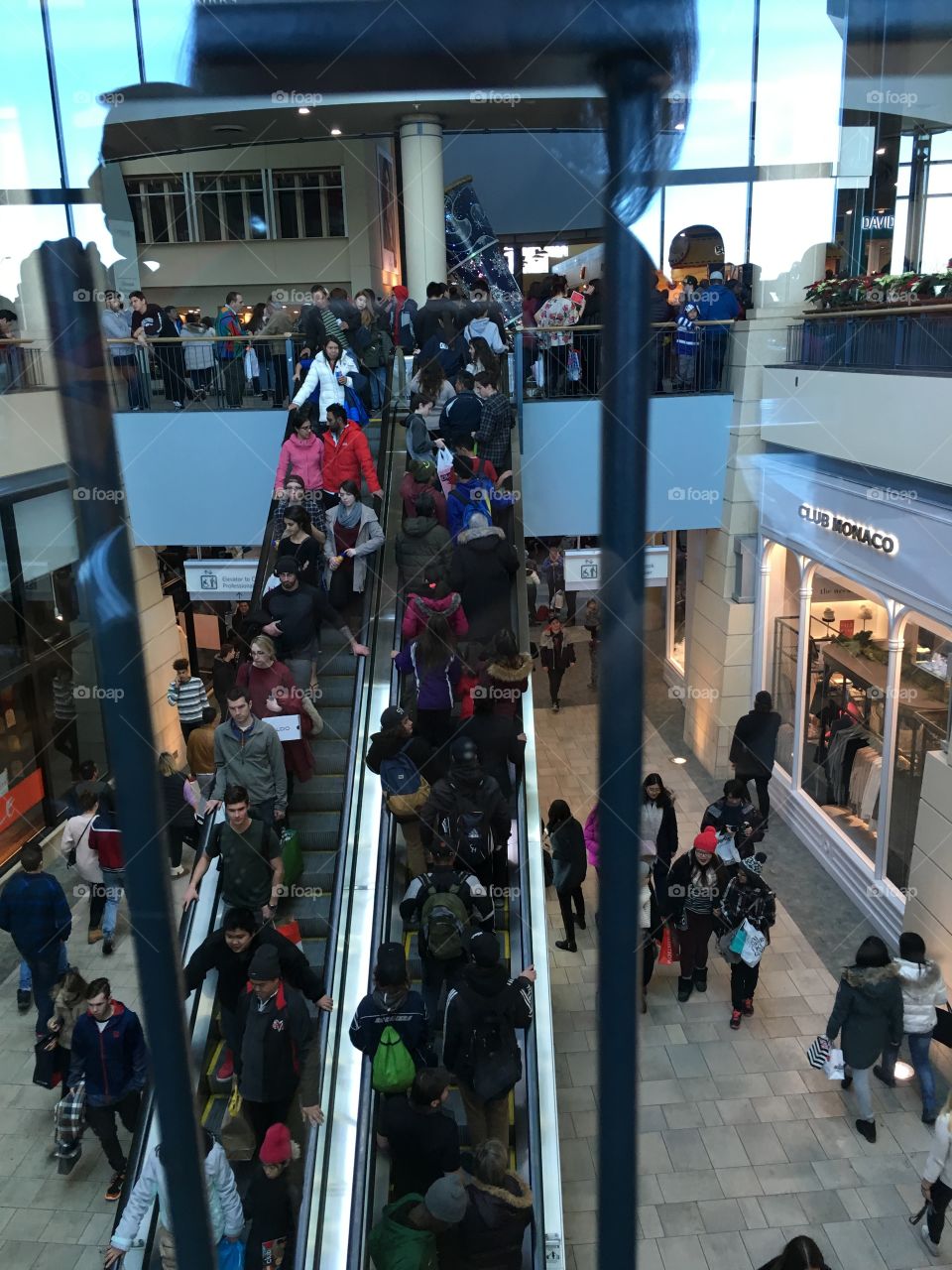 Shopping frenzy. The mall on Boxing Day (crazy sales after  Christmas)