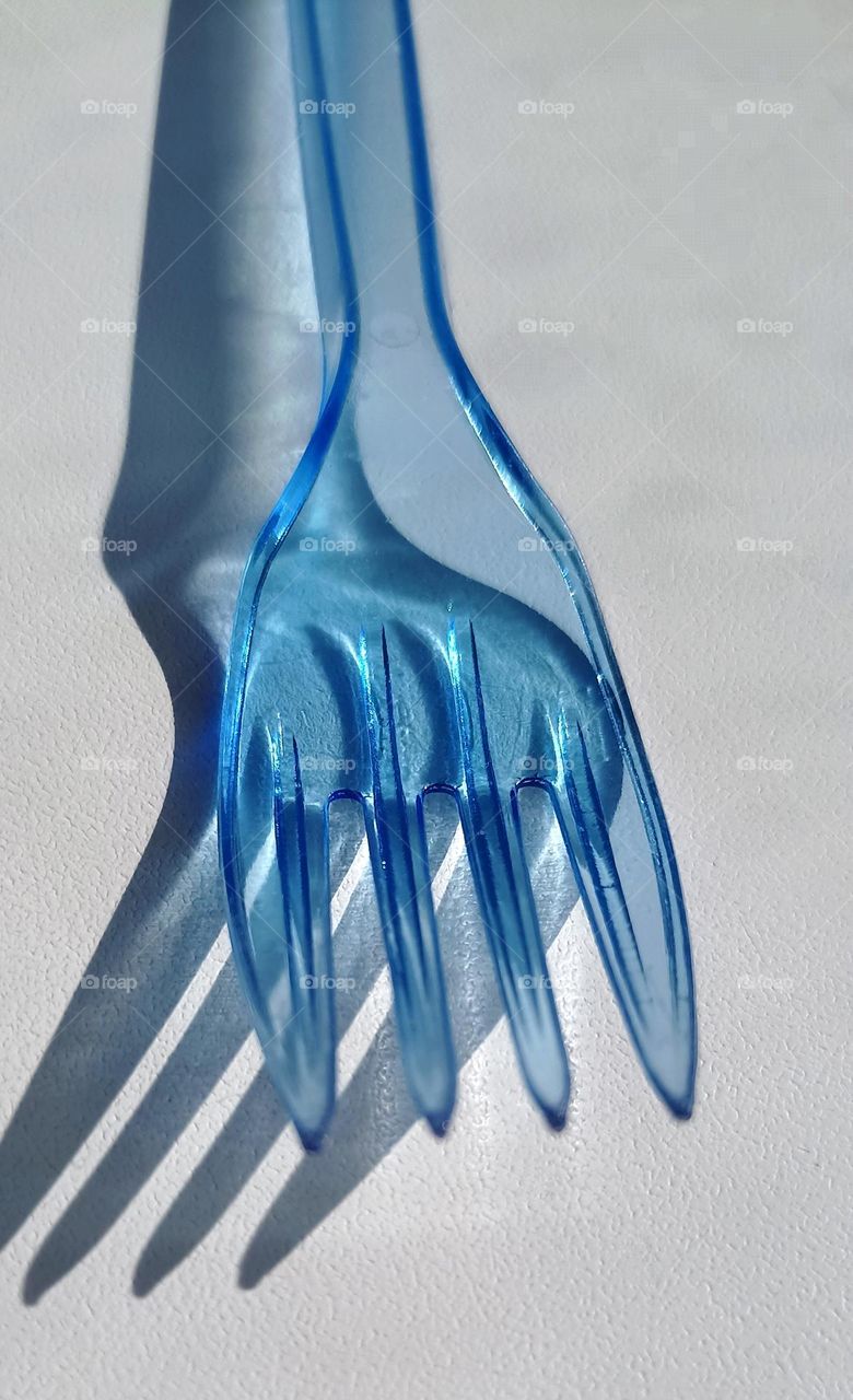 blue fork close up