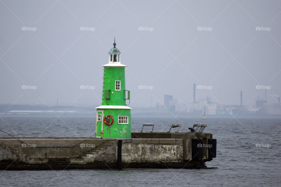 Green lighthouse. Elsinore green lighthouse