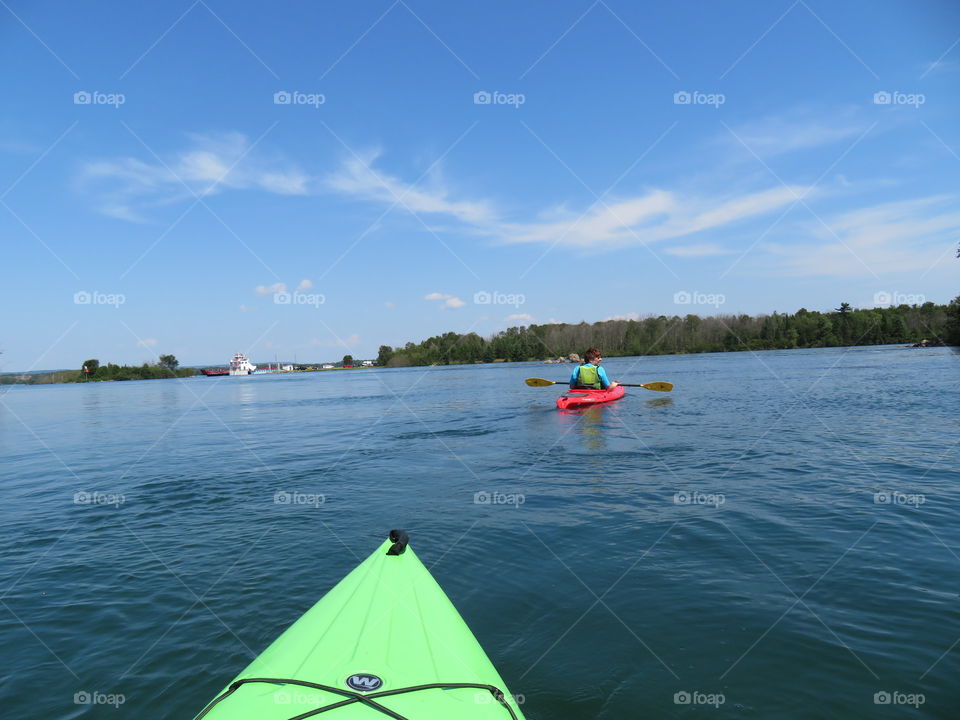 Kayaking the shipping lanes around the island