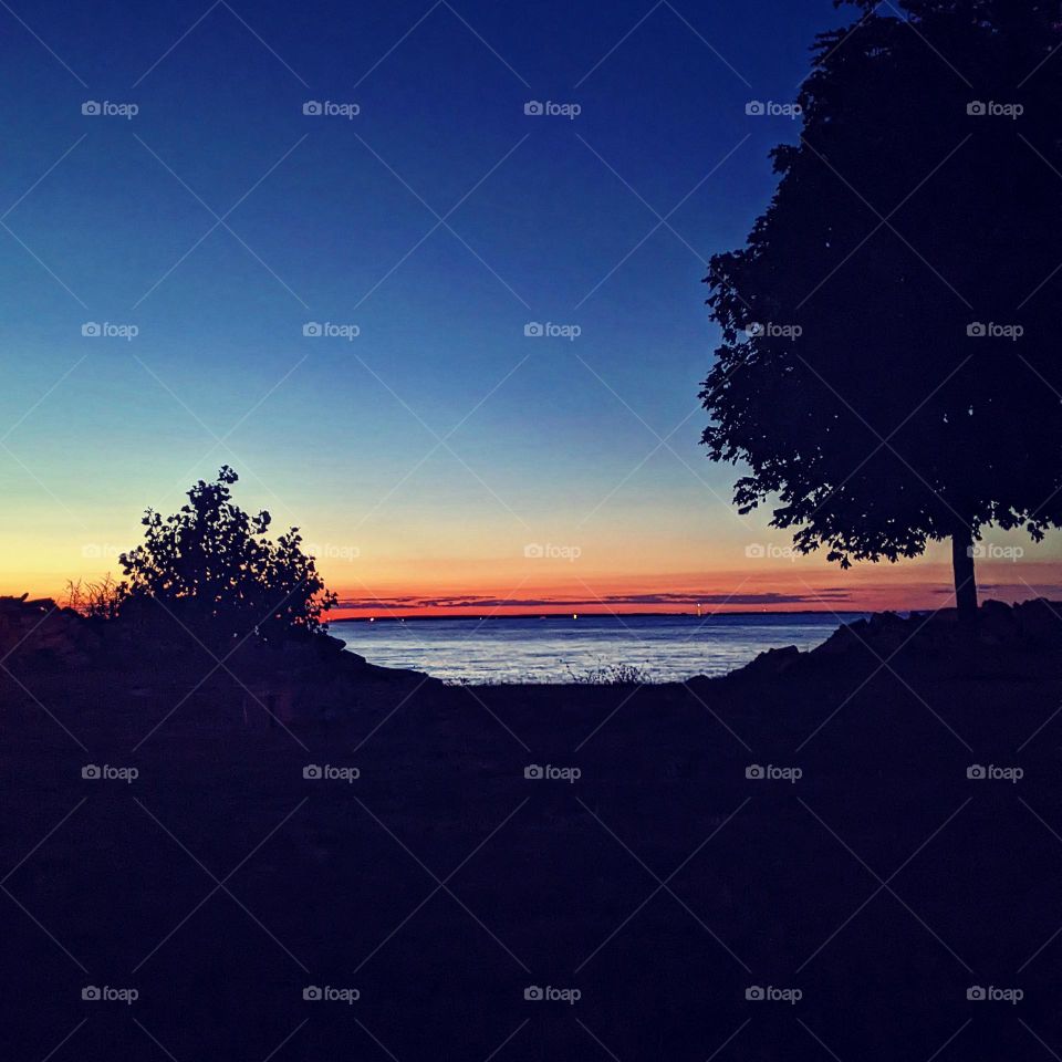 Beautiful sunset over the lake.