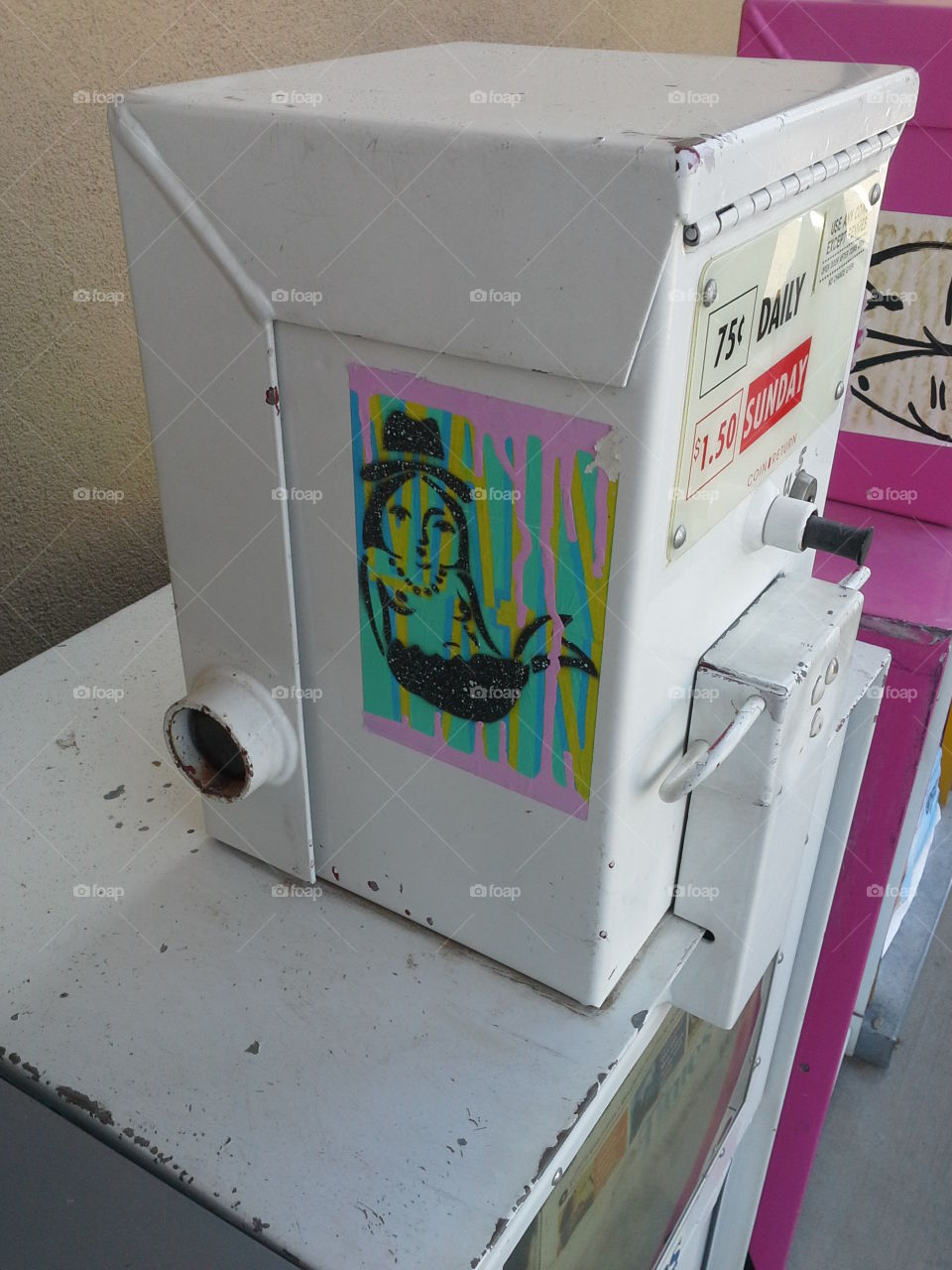 Newspaper Vending Machine. Neon Mermaid Sticker