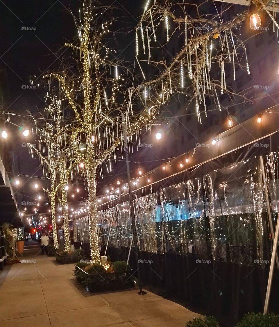 Night Photo - Outdoor Eating NYC All Lit Up