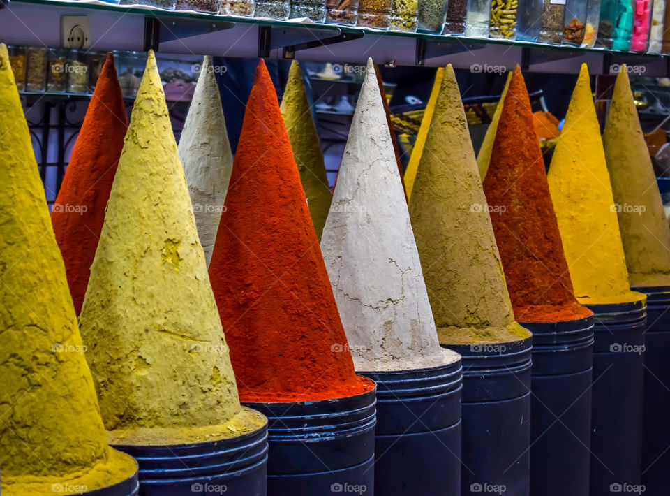 Spices and herbs on a moroccan market