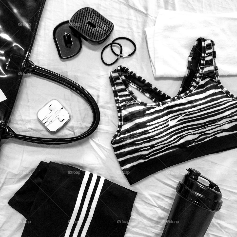 Awesome fashion flat lays with black and white fashion workout for health.