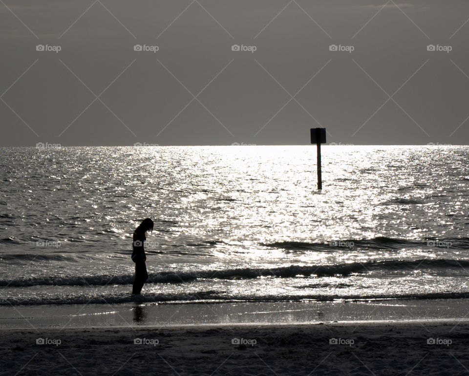 Silver beach. late afternoon sun over Clearwater beach in Florida, no color change done
