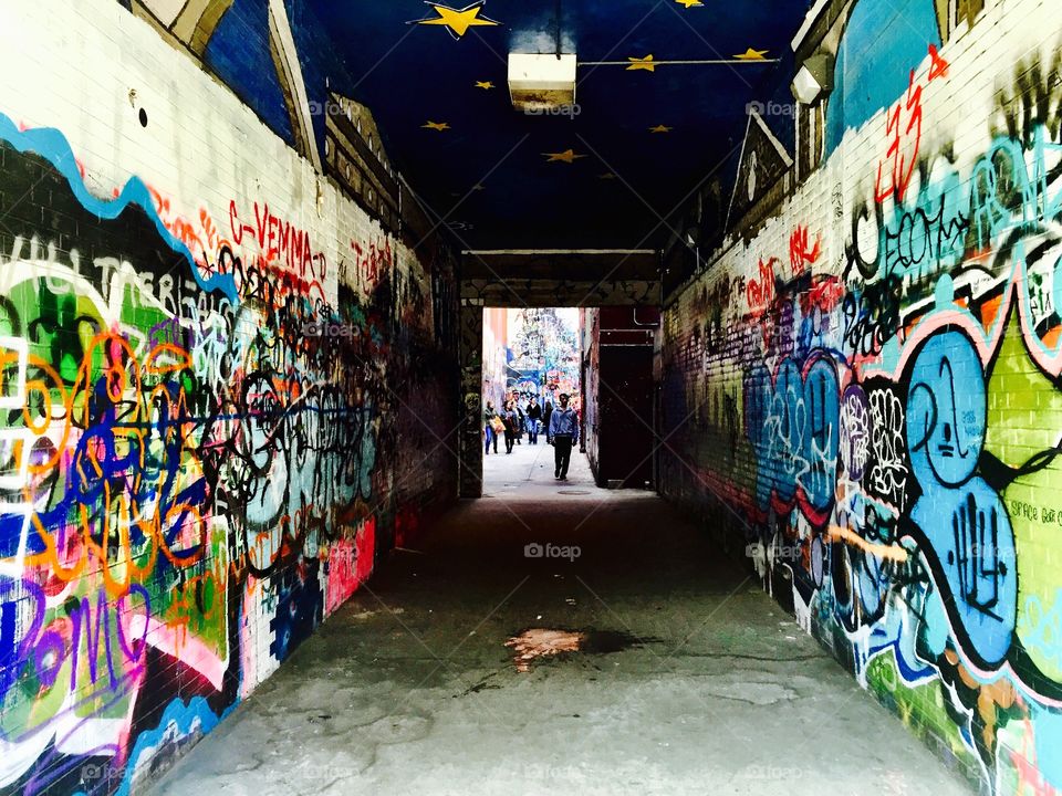 Graffiti Alley in Ann Arbor, Michigan. Artist corner at University of Michigan