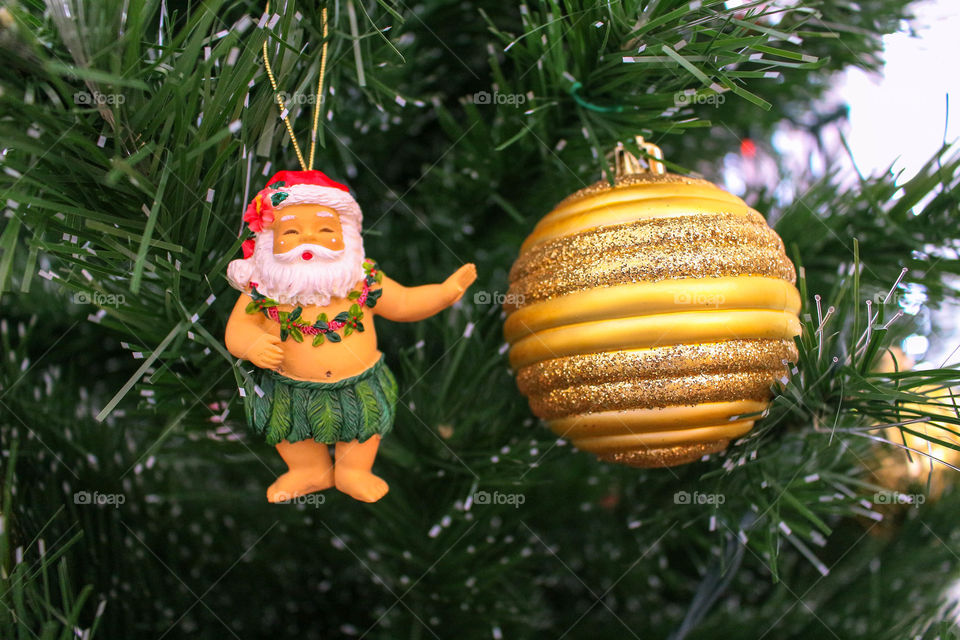 Santa and ball ornaments 