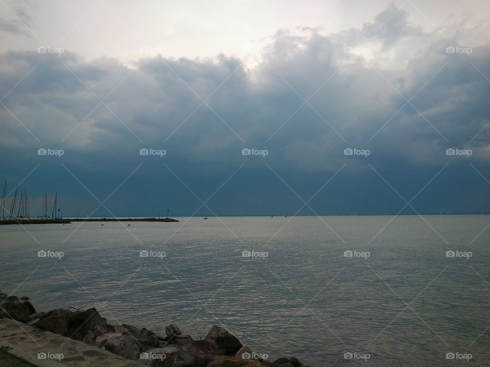 Lake and storm clouds