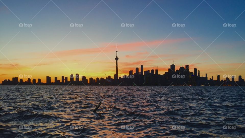 Toronto skyline sunset
